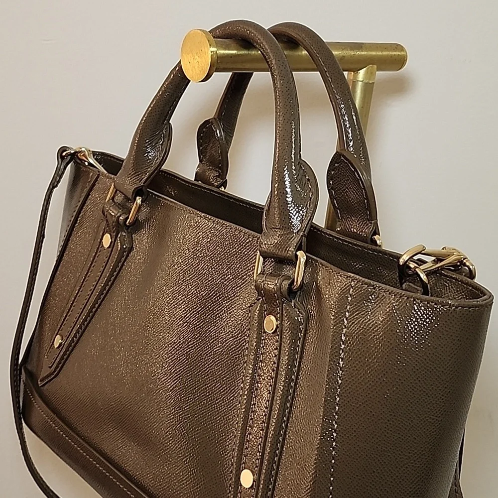 Burberry Patent Leather Somerford Tote Sachel Shoulder Bag  Officesiren - Picture 8 of 16